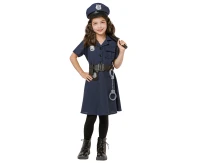 Role play-set for kids Elegant Policewoman (dress, belt, hat, handcuffs, Walkie- talkie, baton), size 110/120 cm